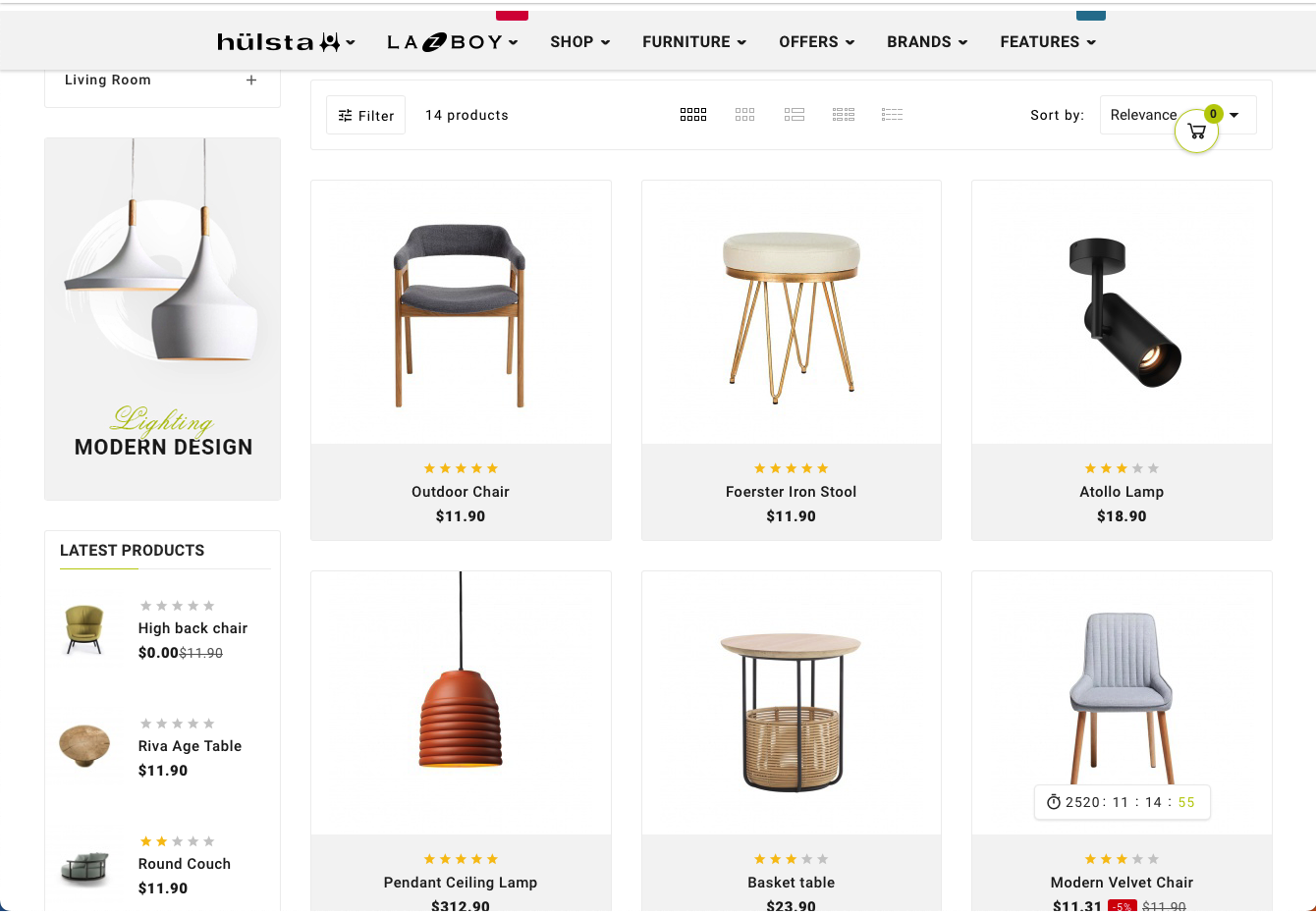 Drexel Mega - Dřevěný nábytek, Šablona víceúčelového obchodu pro stylový nákup