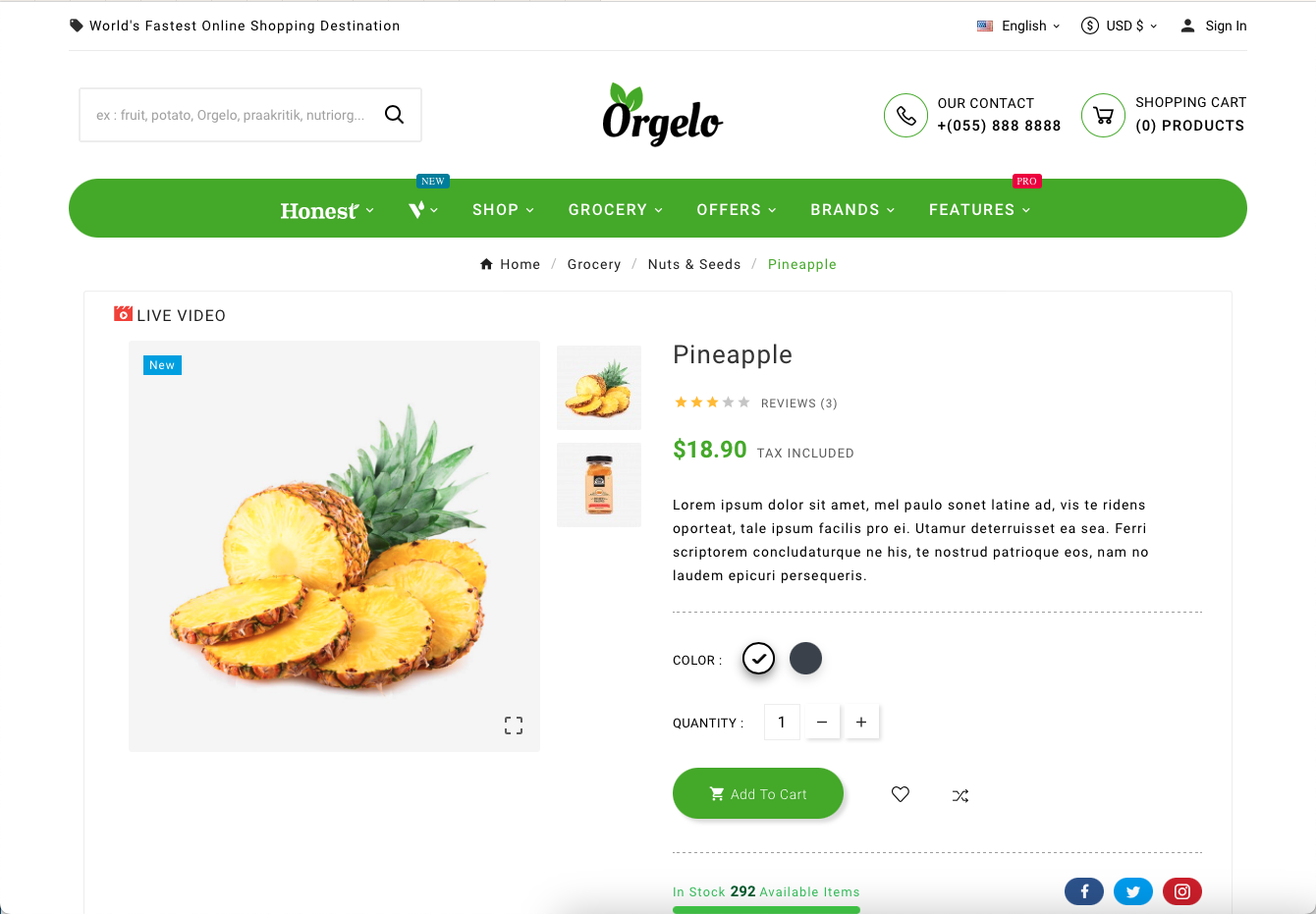 Organic Mega Fresh - Šablona obchodu s potravinami: Objevte kvalitní potraviny a zdravý životní styl. Vytvořte si skvělý online obchod s naší šablonou půjčovny