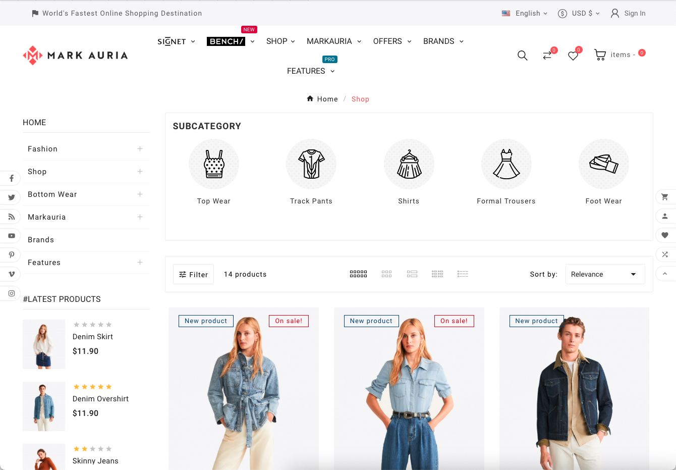 Markauria - Šablona obchodu s módním oblečením pro skvělý online zážitek