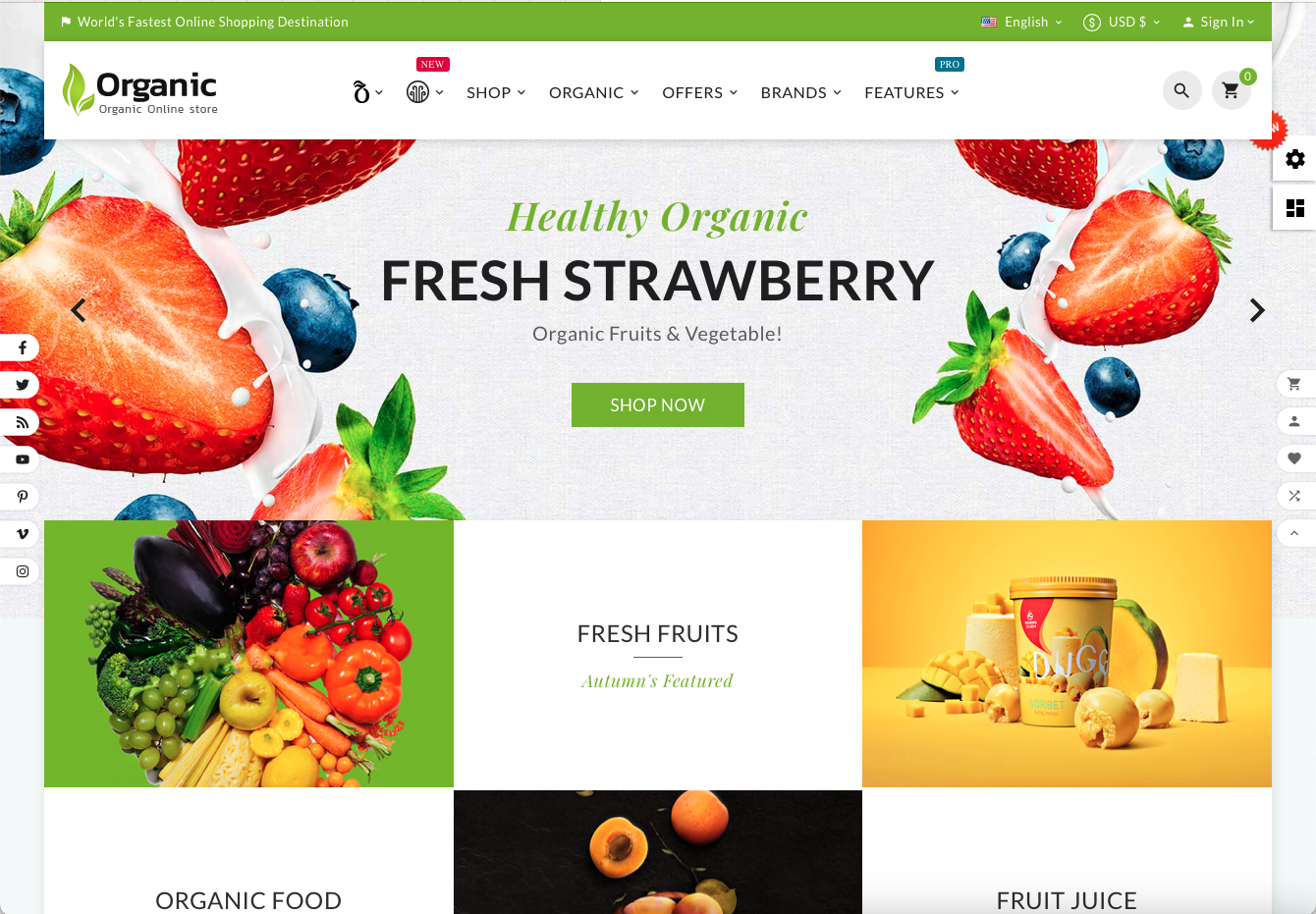 Organic Fresh - Obchod s potravinami - Šablona Market Store: Zdravá strava přímo do vašeho domova
