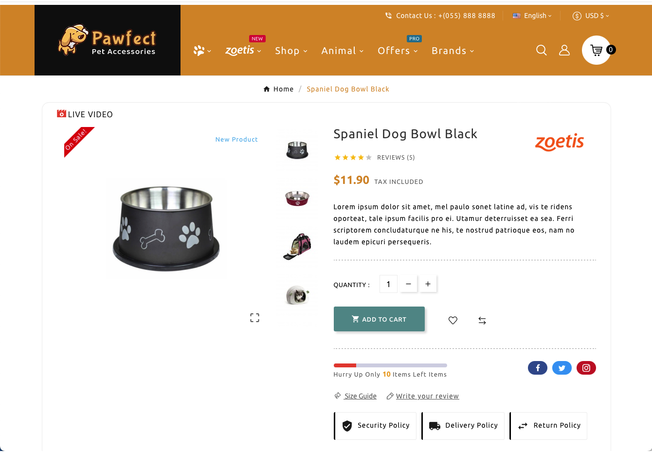 Pawfect - Šablona obchodu s příslušenstvím pro domácí zvířata: Kvalitní produkty pro vaše mazlíčky